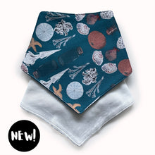 Load image into Gallery viewer, The Bandana Bib (set of 2) - Cabinet Print Teal / White