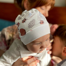 Load image into Gallery viewer, Convertible Baby Hat - Cabinet Print (white)