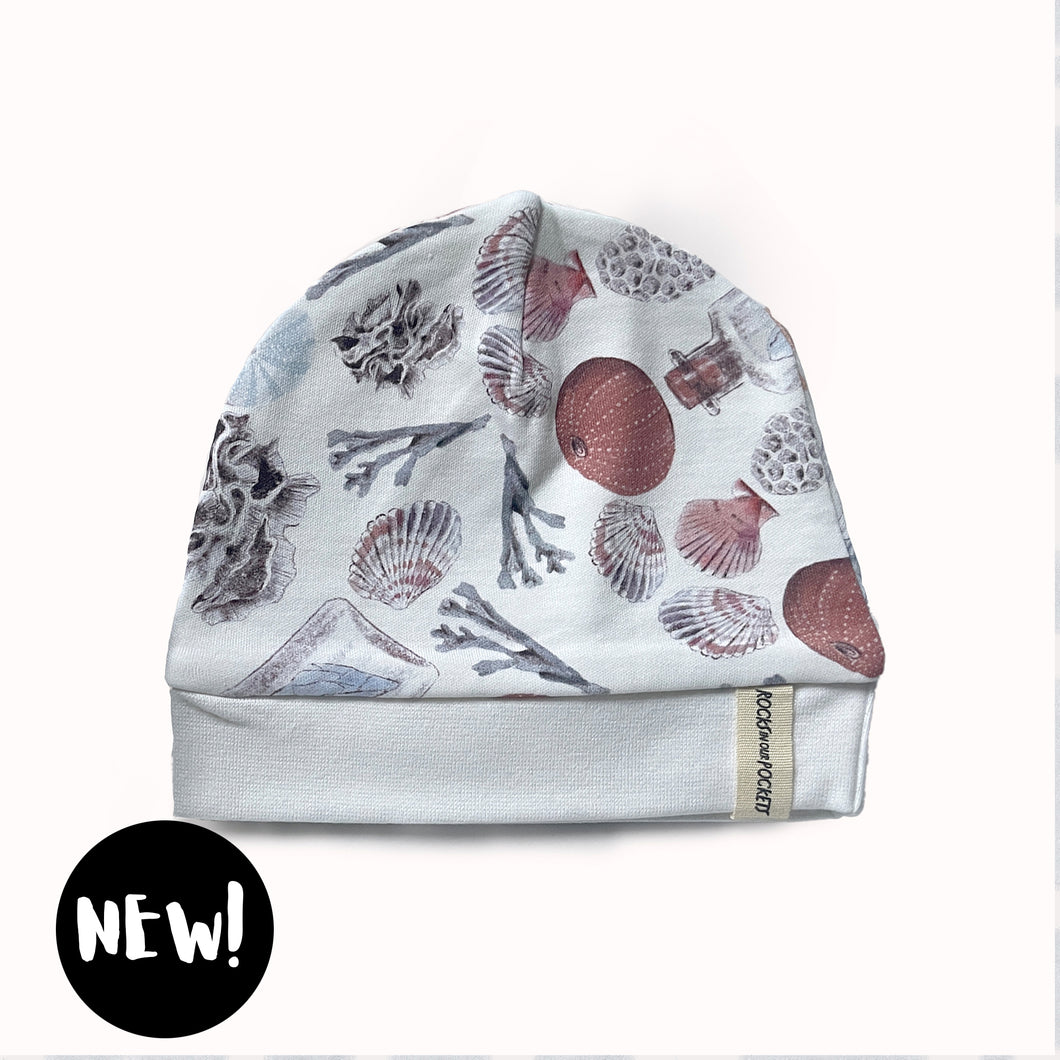 Convertible Baby Hat - Cabinet Print (white)