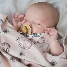 Load image into Gallery viewer, baby sleeping with a soother under jersey  cotton baby blanket in gender neutral shell print
