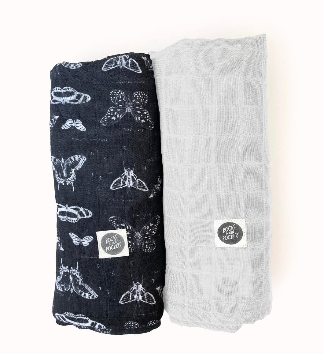 black and white organic baby swaddle blankets
